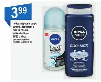 Maxi Nettoyant pour le corps 500 ml, déodorant à bille 50 ml, ou antisudorifique 51/52 g nivea offer