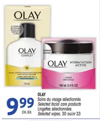 Uniprix Olay soins du visage sélectionnés/selected facial care products lingettes sélectionnées/selected wipes offer