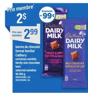Maxi Barres de chocolat format familial cadbury offer