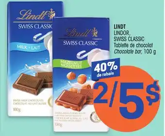 Uniprix Lindt lindor, swiss classic tablette de chocolat/chocolate bar offer