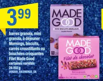 Maxi Barres granola, mini granola, à déjeuner mornings, biscuits, carrés croustillants ou bouchées croquantes filet made good, 24- offer