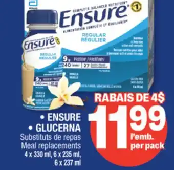 Jean Coutu Ensure, glucerna meal replacements offer