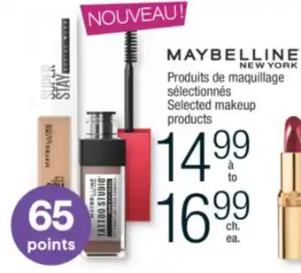 Jean Coutu Maybelline new york selected makeup products offer