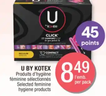 Jean Coutu U by kotex selected feminine hygiene products offer