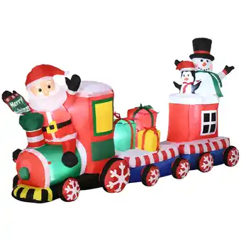 Best Buy Outsunny 8ft inflatable christmas train with santa claus, snowman, penguin and gift boxes, blow-up outdoor led yard display f offer