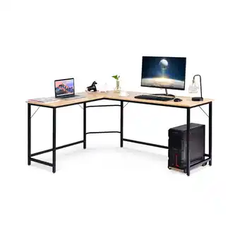 Best Buy Costway l-shaped computer desk corner workstation study gaming table home office offer