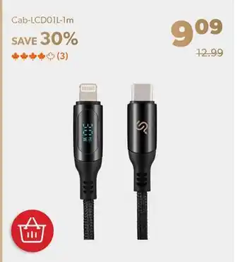Shopper+ Nylon braided usb-c to lightning charging cable with led power display 1 m - primecables offer