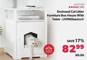 Shopper+ Enclosed cat litter furniture box house with table - livingbasics offer