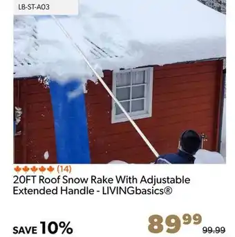 Shopper+ 20ft roof snow rake with adjustable extended handle - livingbasics offer