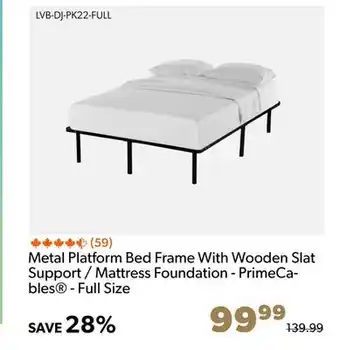 Shopper+ Metal platform bed frame with wooden slat support / mattress foundation - primecables - full size offer
