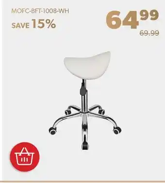 Pu leather height adjustable ergonomic rolling saddle stool with wheels - moustache - white