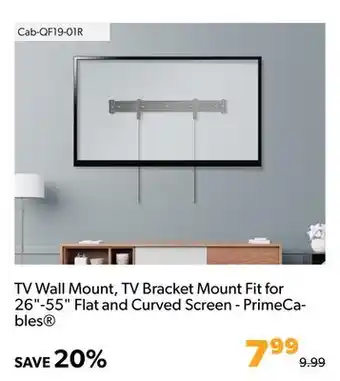 Shopper+ Tv wall mount, tv bracket mount fit for 26-55 flat and curved screen - primecables offer