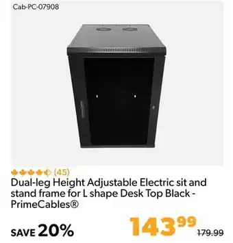 Shopper+ Dual-leg height adjustable electric sit and stand frame for l shape desk top black - primecables offer