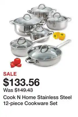 Bed Bath & Beyond Cook n home stainless steel 12-piece cookware set offer