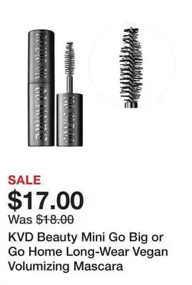 Sephora Kvd beauty mini go big or go home long-wear vegan volumizing mascara offer