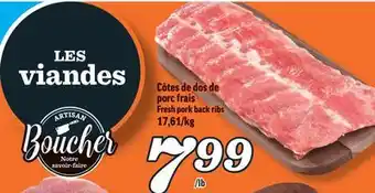 Marché Richelieu Côtes de dos de porc frais | fresh pork back ribs offer