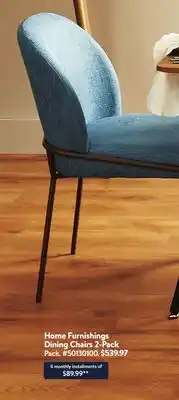 Walmart Home furnishings dining chairs 2-pack offer