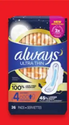Walmart Always pads 20s - 48s or liners 68s -120s offer