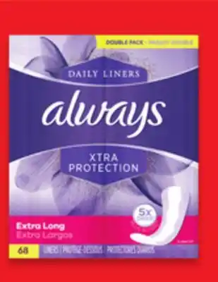 Walmart Always liners 68s - 120s offer
