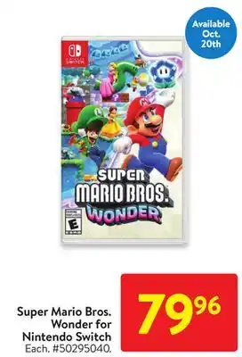 Walmart Super mario bros. wonder for nintendo switch offer