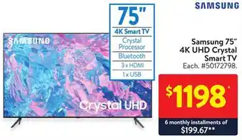 Walmart Samsung 75 4k uhd crystal smart tv offer