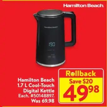 Walmart Hamilton beach 1.7 l cool-touch digital kettle offer