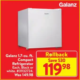 Walmart Galanz 1.7-cu.ft. compact refrigerator offer