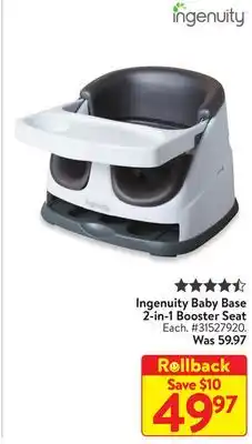 Walmart Ingenuity baby base 2-in-1 booster seat offer