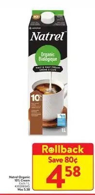 Walmart Natrel organic 10% cream offer