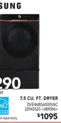 Lowe's Samsung 7.5 cu. ft. dryer offer