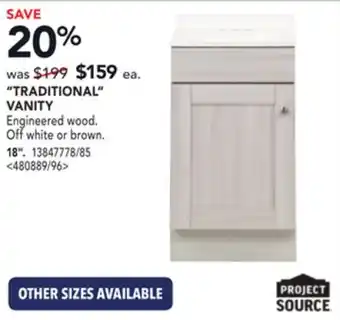 Lowe's Project source traditional vanity, 18 offer