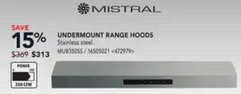 Lowe's Mistral undermount range hoods offer