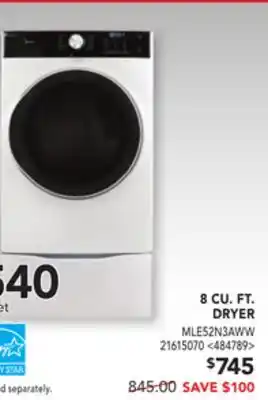 Lowe's Midea 8 cu. ft. dryer offer