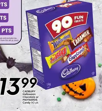 Sobeys Cadbury halloween chocolate or maynards candy offer