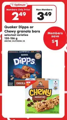 Loblaws Quaker dipps or chewy granola bars offer