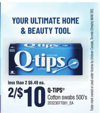 Loblaws Q-tips cotton swabs, 500's offer