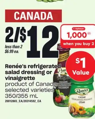 Loblaws Renée's refrigerated salad dressing or vinaigrette, 350/355 ml offer