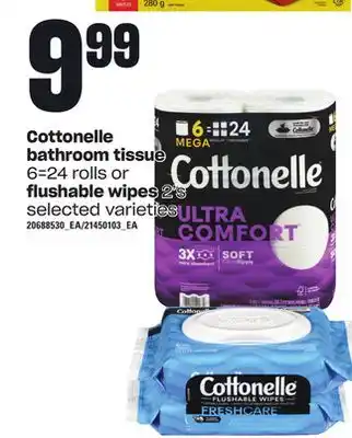 Loblaws Cottonelle bathroom tissue 6=24 rolls or flushable wipes 2's offer