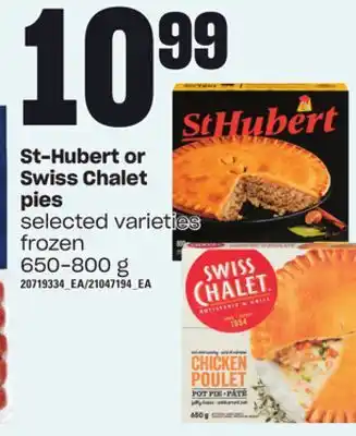 Loblaws St-hubert or swiss chalet pies, 650-800 g offer
