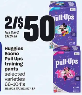 Loblaws Huggies econo pull ups training pants, 66-104's offer