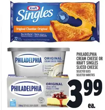 Metro Philadelphia cream cheese or kraft singles sliced cheese offer