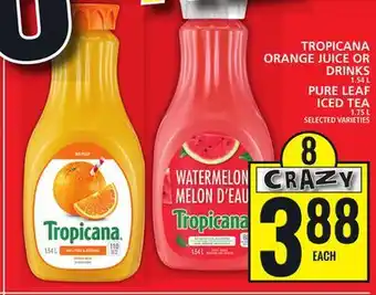 Food Basics Tropicana orange juice or drinks or pure leaf iced tea offer