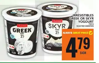 Food Basics Irresistibles greek or skyr yogourt offer