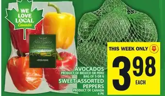 Food Basics Avocados or sweet assorted peppers offer