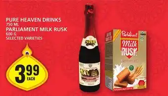 Food Basics Pure heaven drinks or parliament milk rusk offer