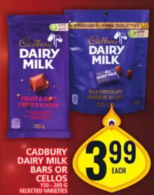 Food Basics Cadbury dairy milk bars or cellos offer
