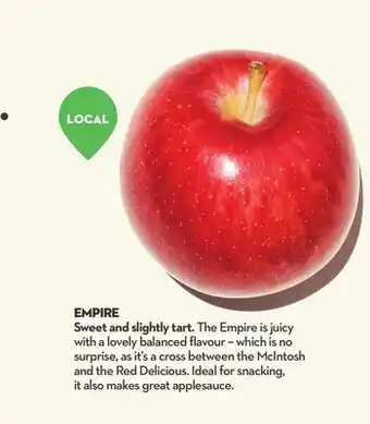 Longo's Fresh mcintosh, empire, royal gala, cortland, red delicious or golden delicious apples offer