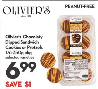 Longo's Olivier's chocolaty dipped sandwich cookies or pretzels offer