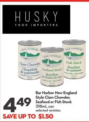 Longo's Bar harbor new england style clam chowder, seafood or fish stock offer