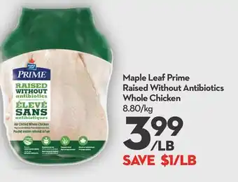 Longo's Maple leaf prime raised without antibiotics whole chicken offer